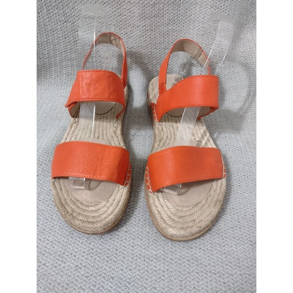 Eileen Fisher Orange Leather Espadrille Slingback Sandals